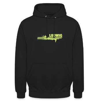 Geschenk für Ludwig - Unisex Hoodie - Schwarz - Vorne - Alina (178cm) & Michal (187cm)