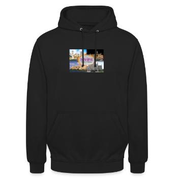Berühmte Städte, newfamouscity24 - Unisex Hoodie - Schwarz - Vorne - Alina (178cm) & Michal (187cm)