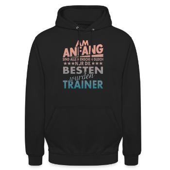 trainer - Unisex Hoodie - Schwarz - Vorne - Alina (178cm) & Michal (187cm)