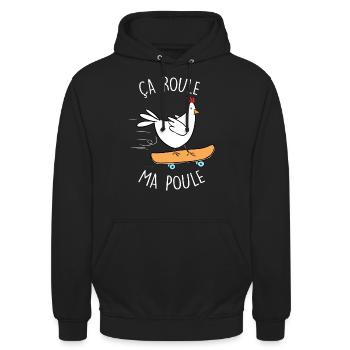 ça roule ma poule Cadeau Poule Et Jardin - Sweat-shirt à capuche unisexe - noir - Devant - Alina (178cm) & Michal (187cm)