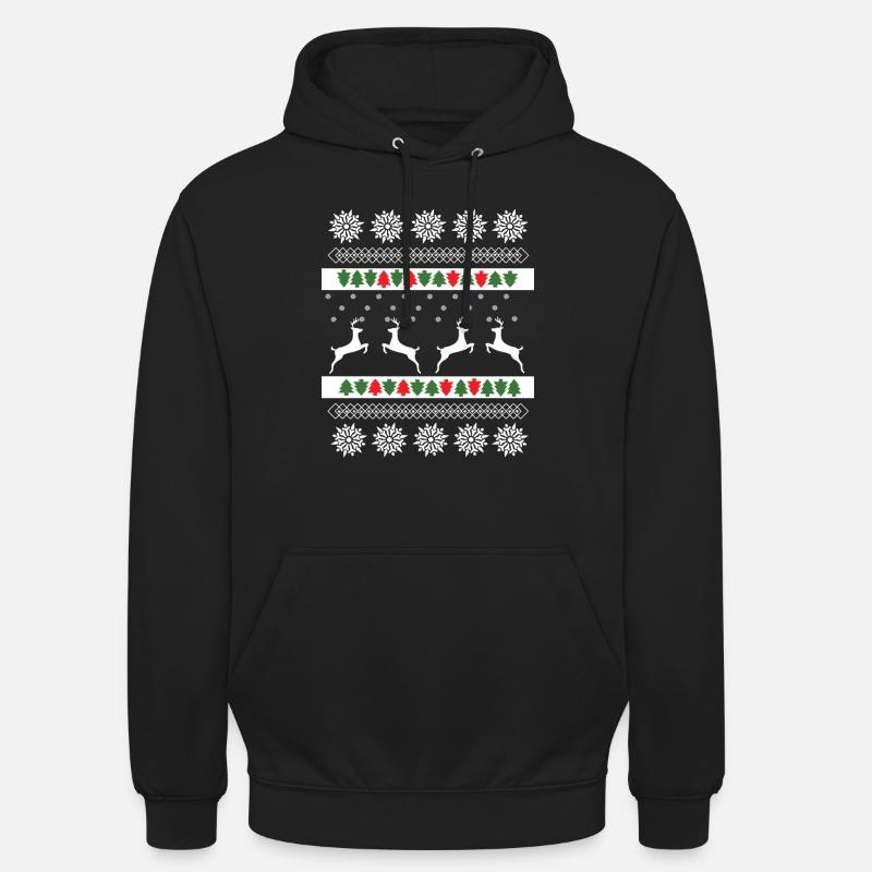 Weihnachtspulli Norweger Muster Rentiere - Unisex Hoodie - Schwarz