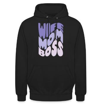 Wife, mom, boss – tribute to mom - Unisex Hoodie - black - Front - Alina (178cm) & Michal (187cm)