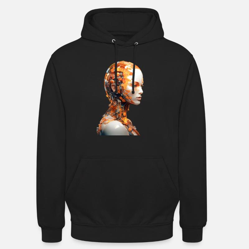 Portrait eines weiblichen Androiden - Unisex Hoodie - Schwarz