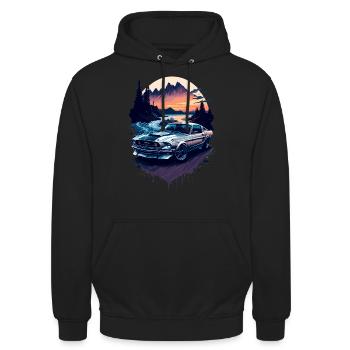 Voiture de sport - Sweat-shirt à capuche unisexe - noir - Devant - Alina (178cm) & Michal (187cm)