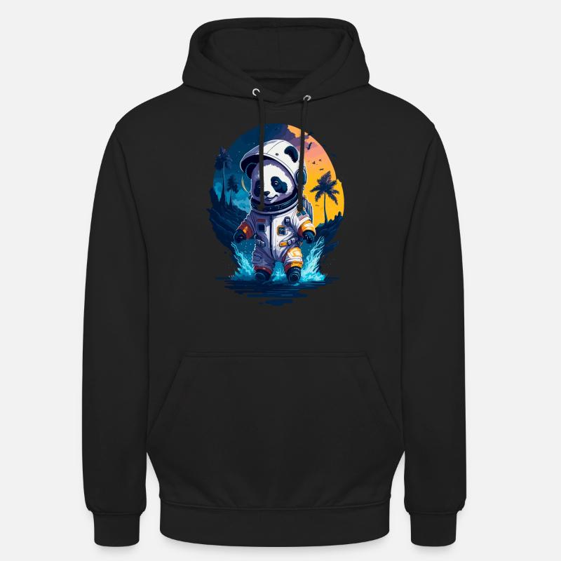 Niedlicher Panda-Astronaut - Unisex Hoodie - Schwarz