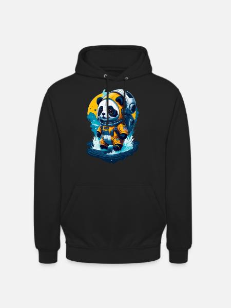 Cute Panda Astronaut - Unisex Hoodie - black