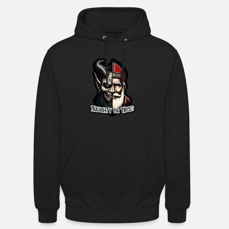 "Frecher oder netter Weihnachtsmann mit zwei Gesichtern VS Krampus Unisex Hoodie