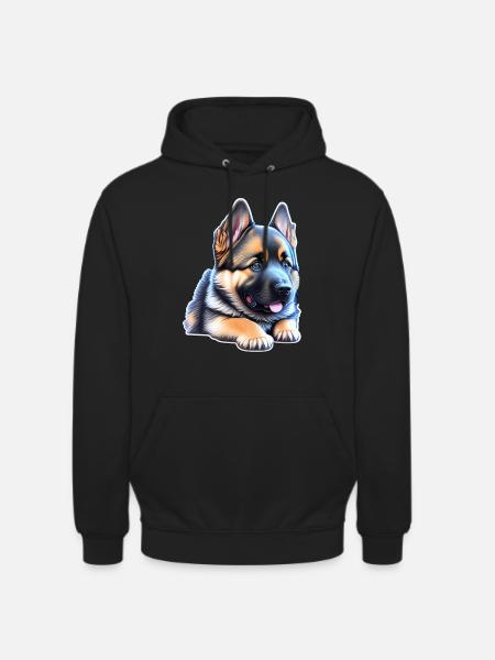 Cute German Shepherd Puppy - Unisex Hoodie - black