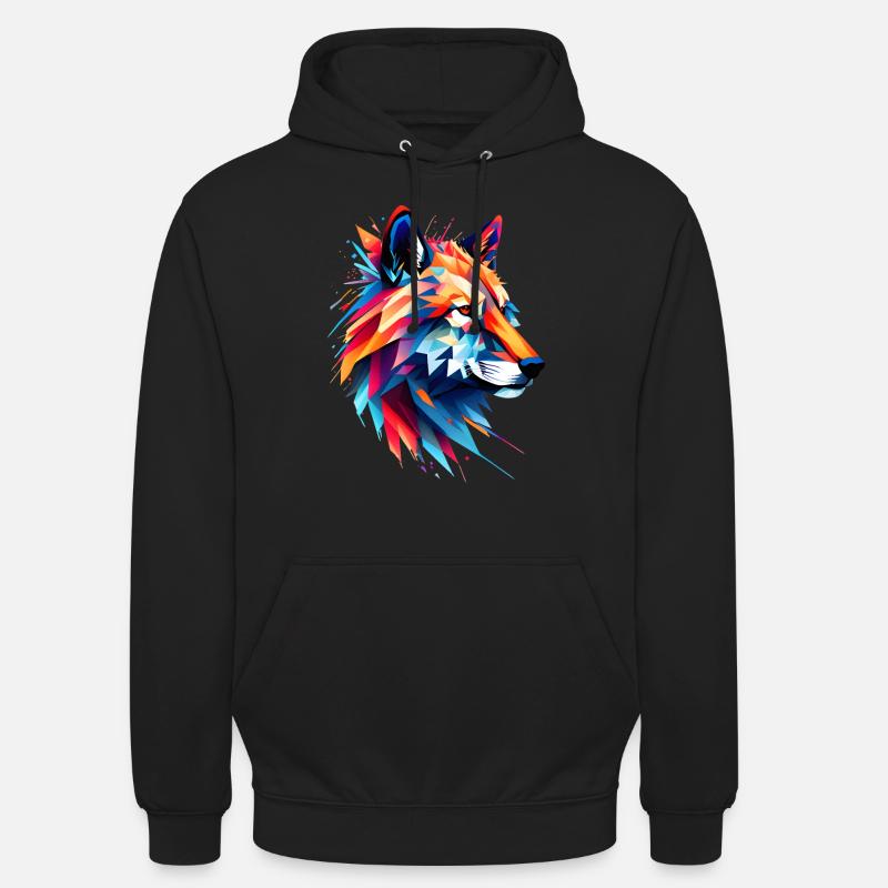 Bunter Wolfsblick - Unisex Hoodie - Schwarz