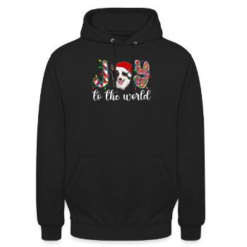 Border Collie Noël Border Collie Cadeaux de Noël - Sweat-shirt à capuche unisexe - noir - Devant - Alina (178cm) & Michal (187cm)