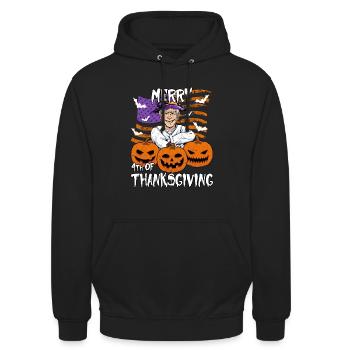 Confused Joe Biden Merry Thanksgiving Halloween - Unisex Hoodie - black - Front - Alina (178cm) & Michal (187cm)