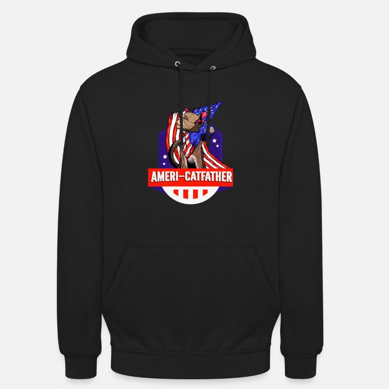 Ameri-catfather July 4 Independence Day - Unisex Hoodie - black
