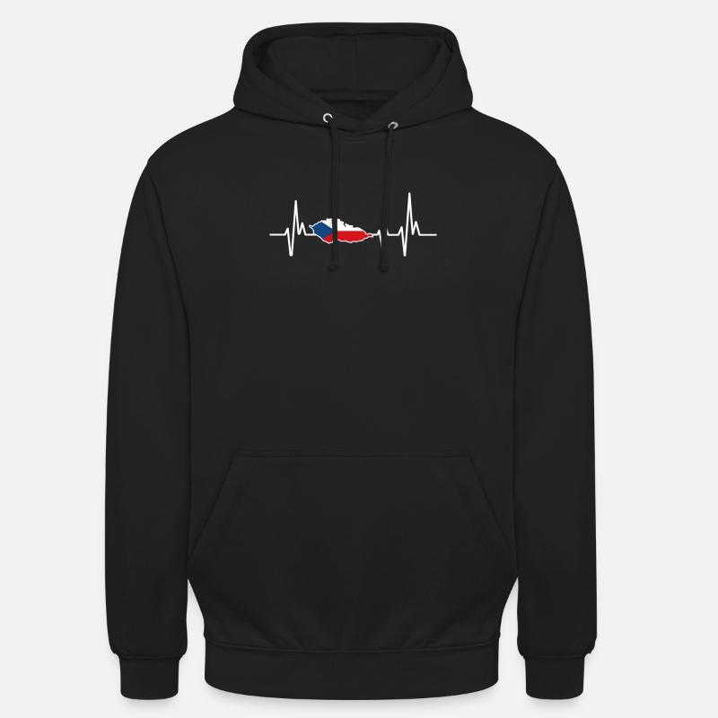Heartbeat Design Drapeau tchèque - Sweat-shirt à capuche unisexe - noir