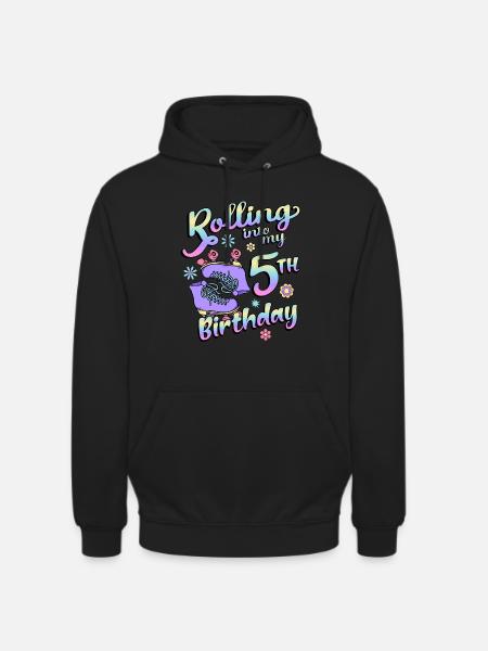 Rolling Into My 5th Birthday Quad Skater - Unisex Hoodie - black