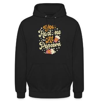 Movies Kino Popcorn - Unisex Hoodie - Schwarz - Vorne - Alina (178cm) & Michal (187cm)