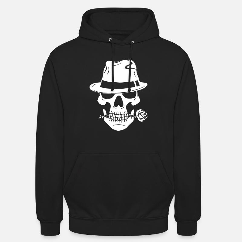 Crâne blanc de gangster - Sweat-shirt à capuche unisexe - noir
