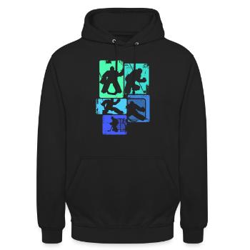 Eishockey Torwart Jungen Kinder Männer - Unisex Hoodie - Schwarz - Vorne - Alina (178cm) & Michal (187cm)