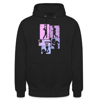 Basketball Basketballerin Mädchen Kinder Damen - Unisex Hoodie - Schwarz - Vorne - Alina (178cm) & Michal (187cm)