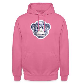 Keramisches Affengesicht - Unisex Hoodie - Pink - Vorne - Alina (178cm) & Michal (187cm)