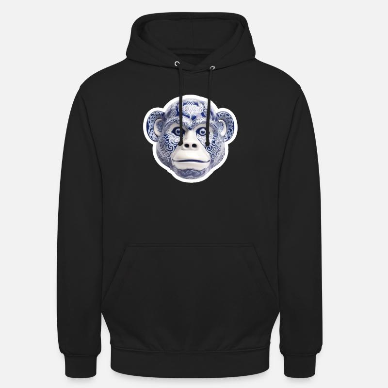 Ceramic monkey face - Unisex Hoodie - black