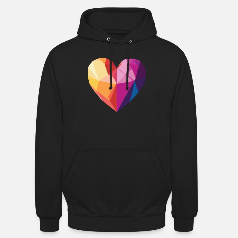 Liebe - Low Poly Herz - Unisex Hoodie - Schwarz