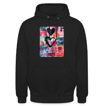 SAINT-VALENTIN - MA DOUCE SAINT-VALENTIN - Sweat-shirt à capuche unisexe - noir - Devant - Alina (178cm) & Michal (187cm)