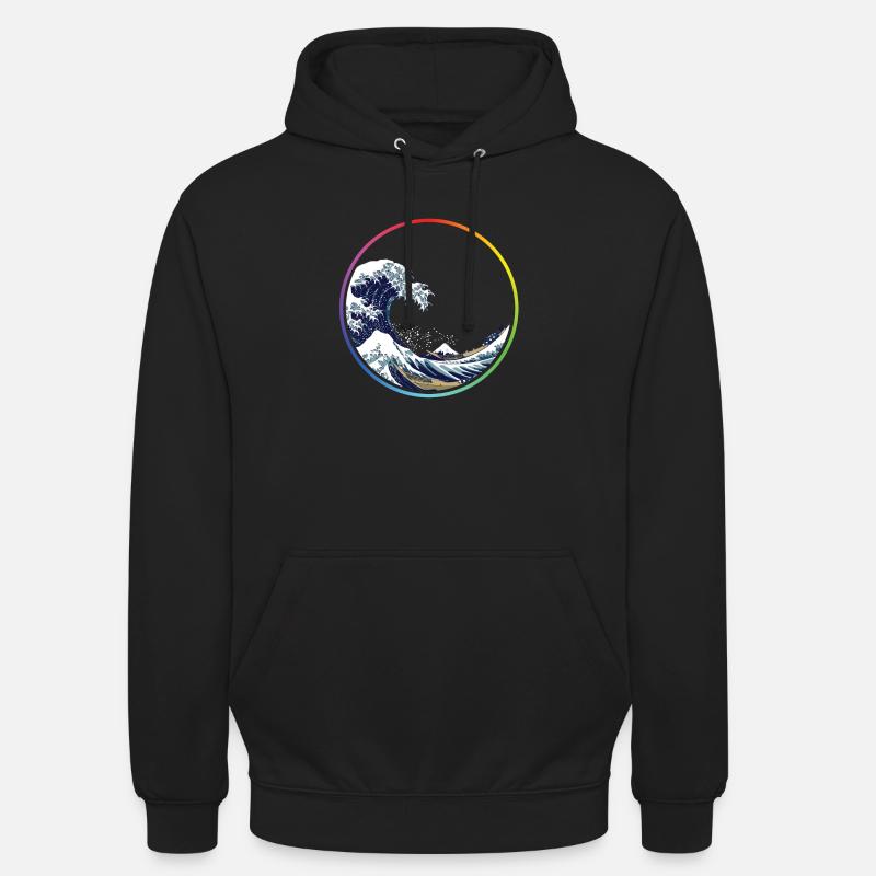 Rainbow Wave Circle - Unisex Hoodie - black