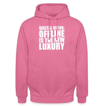 Digital Detox: Offline is the new luxury. Funny - Unisex Hoodie - Pink - Vorne - Alina (178cm) & Michal (187cm)