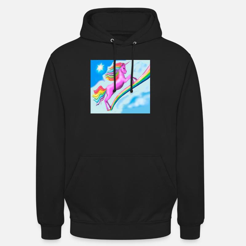 Licorne et arc-en-ciel - Sweat-shirt à capuche unisexe - noir