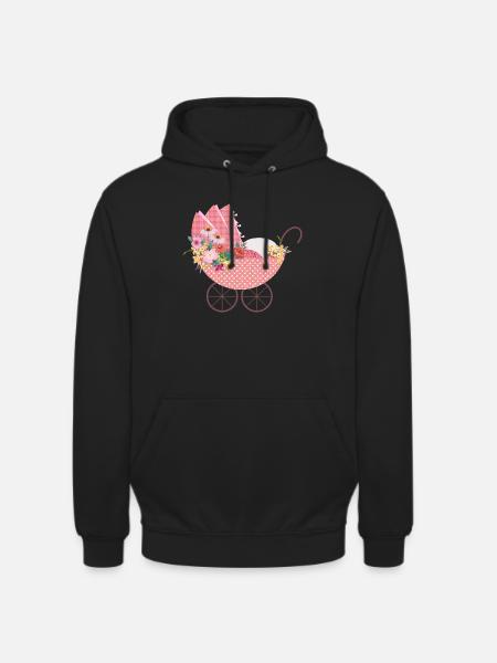 Playful Flower Stroller – Romantic Motif - Unisex Hoodie - black