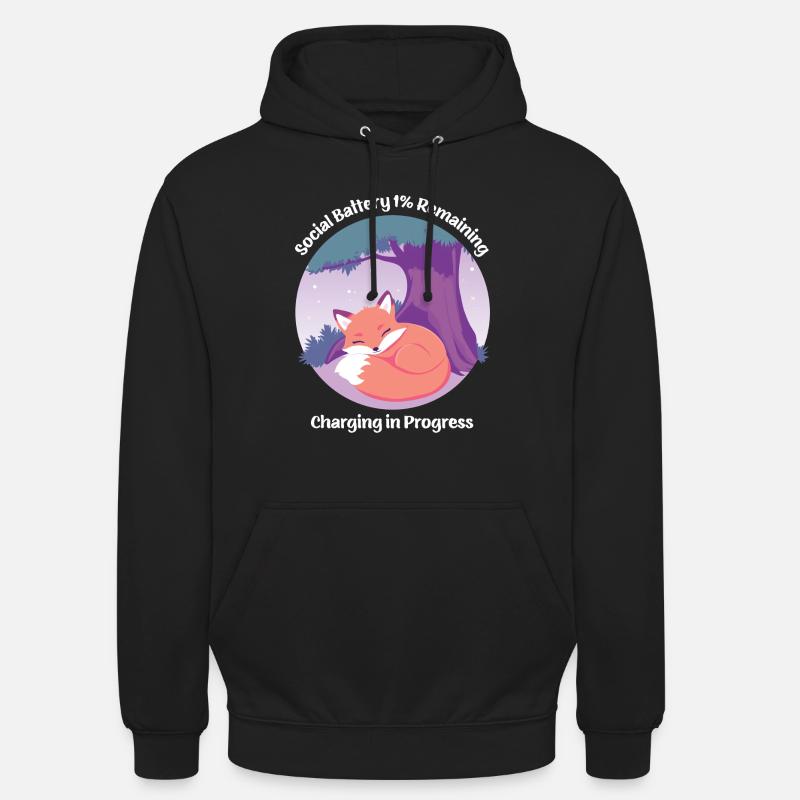 Renard mignon avec arbre - Sweat-shirt à capuche unisexe - noir