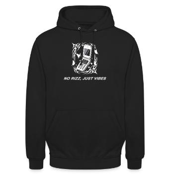 No Rizz Just Vibes Y2K Cell Phone - Unisex Hoodie - black - Front - Alina (178cm) & Michal (187cm)