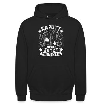 Stolzer Flicken statt Wegwerfen - Unisex Hoodie - Schwarz - Vorne - Alina (178cm) & Michal (187cm)
