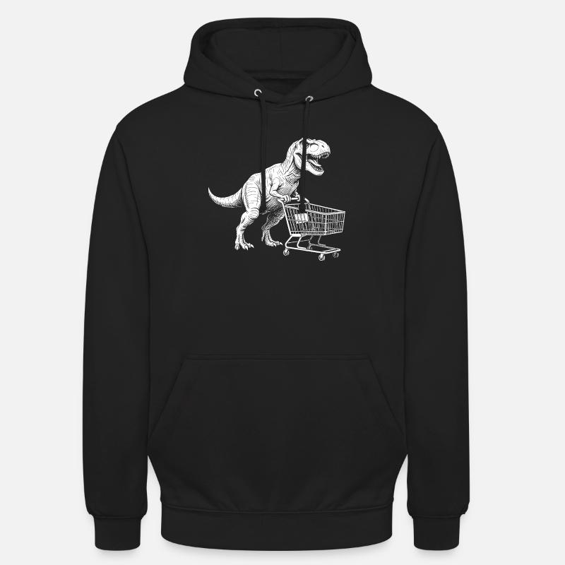 Dino Shopper : T-Rex avec chariot - Sweat-shirt à capuche unisexe - noir