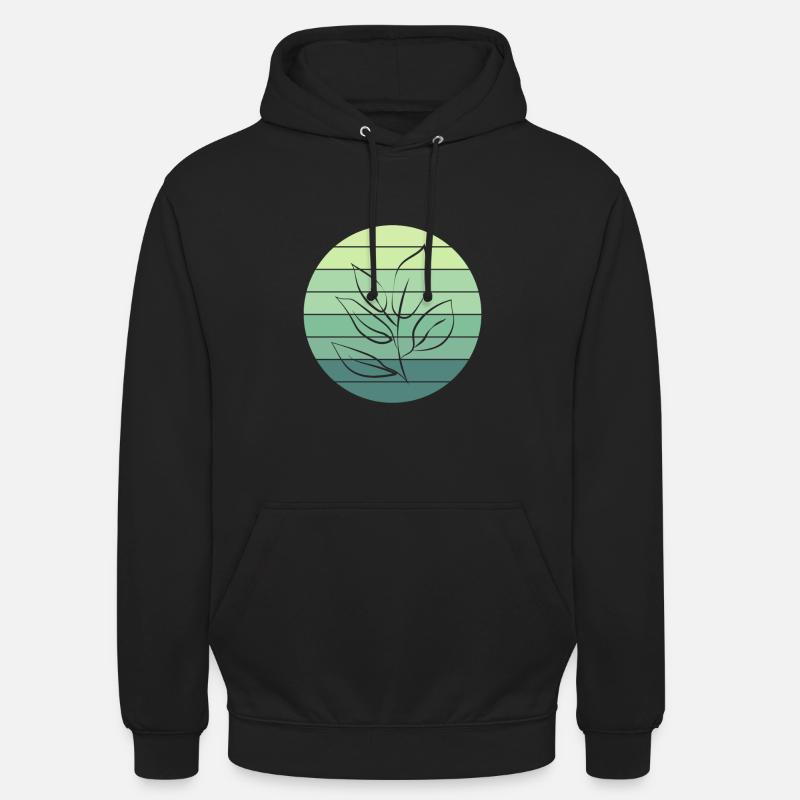 Vegetable Lover's Leaf Sunset Design - Unisex Hoodie - black
