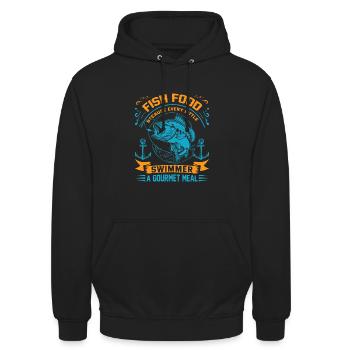 Fish food: Because every little swimmer deserves a - Unisex Hoodie - black - Front - Alina (178cm) & Michal (187cm)