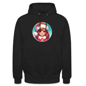 Santa Claus Girl Illustration Funny Christmas - Unisex Hoodie - black - Front - Alina (178cm) & Michal (187cm)