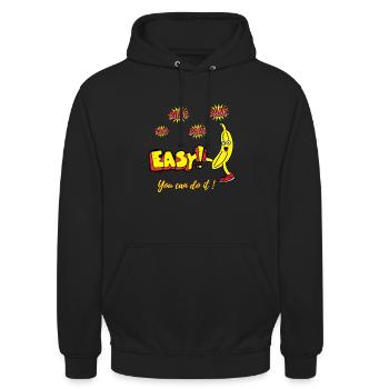 Bam Bam Easy Banana. Motivationsdesigns - Unisex Hoodie - Schwarz - Vorne - Alina (178cm) & Michal (187cm)