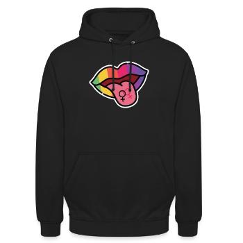 Lesbian, Mouth, Tongue, Rainbow Flag, CSD - Unisex Hoodie - black - Front - Alina (178cm) & Michal (187cm)