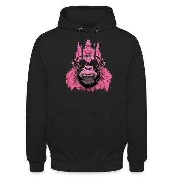 King Pinky Monkey - pinker Affe - Sweat-shirt à capuche unisexe - noir - Devant - Alina (178cm) & Michal (187cm)