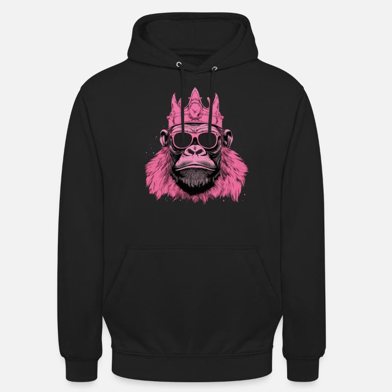King Pinky Monkey - pinker Affe - Unisex Hoodie - Schwarz