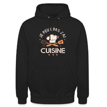 je peux pas j ai cuisine humour chef cuisinier - Sweat-shirt à capuche unisexe - noir - Devant - Alina (178cm) & Michal (187cm)