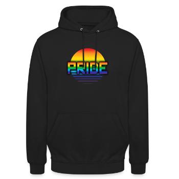 Rainbow Pride Synthwave - Unisex Hoodie - Schwarz - Vorne - Alina (178cm) & Michal (187cm)