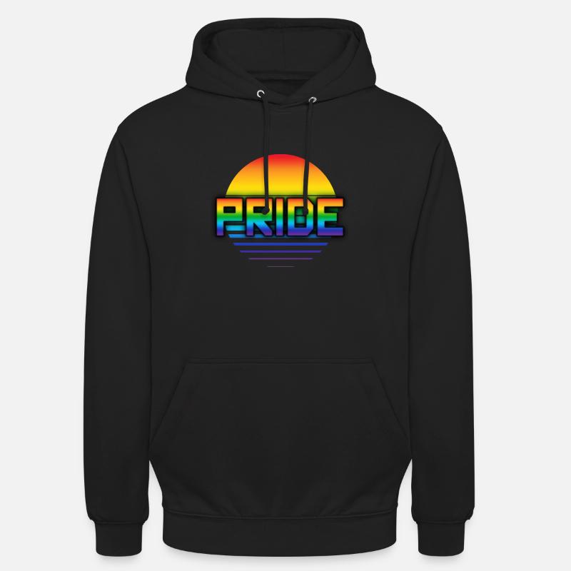 Rainbow Pride Synthwave - Unisex Hoodie - black