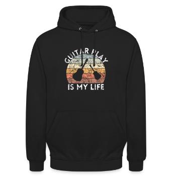 GITARRE SPIELEN IST MEIN LEBEN GITARRE - Unisex Hoodie - Schwarz - Vorne - Alina (178cm) & Michal (187cm)