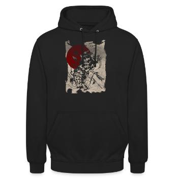 Samurai Krieger Japanischer Manga Anime Geschenk - Unisex Hoodie - Schwarz - Vorne - Alina (178cm) & Michal (187cm)