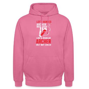 Linkshänder Bogenschütze Bogenschießen Bowman Bowhunter - Unisex Hoodie - Pink - Vorne - Alina (178cm) & Michal (187cm)