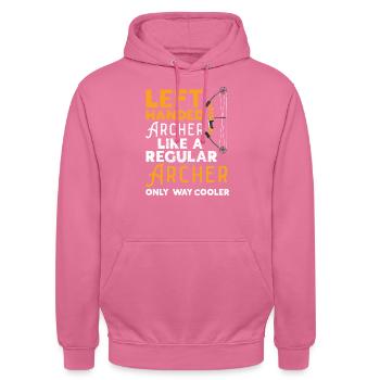 Linkshänder Bogenschütze Bogenschießen Bowman Bowhunter - Unisex Hoodie - Pink - Vorne - Alina (178cm) & Michal (187cm)