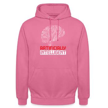 Künstlich intelligente künstliche Intelligenz - Unisex Hoodie - Pink - Vorne - Alina (178cm) & Michal (187cm)