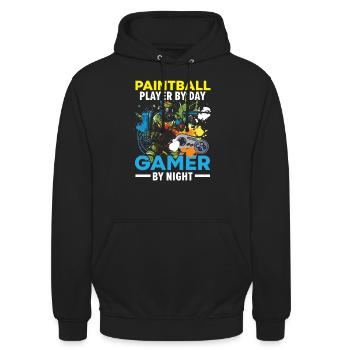 Videospiel-Liebhaber Paintball-Spieler Paintballer - Unisex Hoodie - Schwarz - Vorne - Alina (178cm) & Michal (187cm)